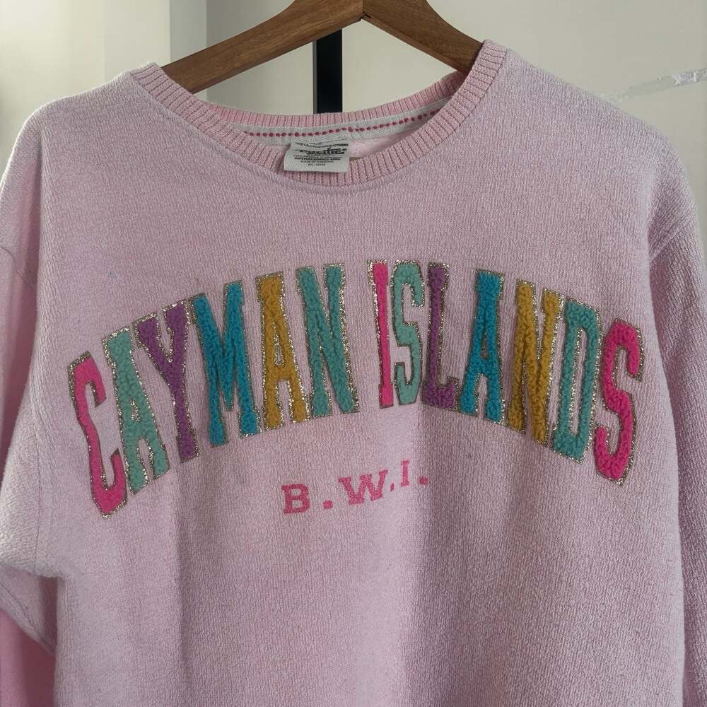 Pacific & Co. Cayman Islands Pink Crewneck Stacked terry cloth Sweatshirt Small